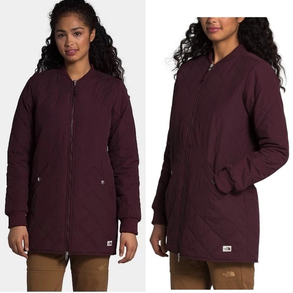 The North Face Jackets & Blazers - The North Face Womens Quilted Cuchillo Parka Large Coat Fleece Burgundy Maroon